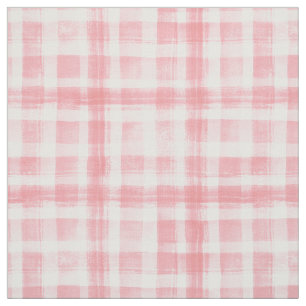 Roze in witte Waterverf Gingham Gingham Gecontkere Stof