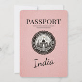 Roze India Paspoort bruiloft uitnodiging (Achterkant)