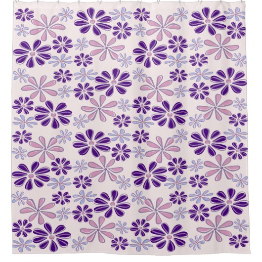  roze Indigo Flower Doodle Pattern Douchegordijn (Voorkant)