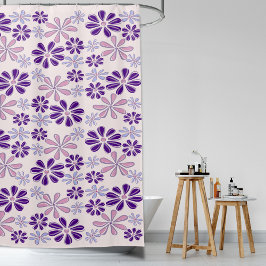  roze Indigo Flower Doodle Pattern Douchegordijn