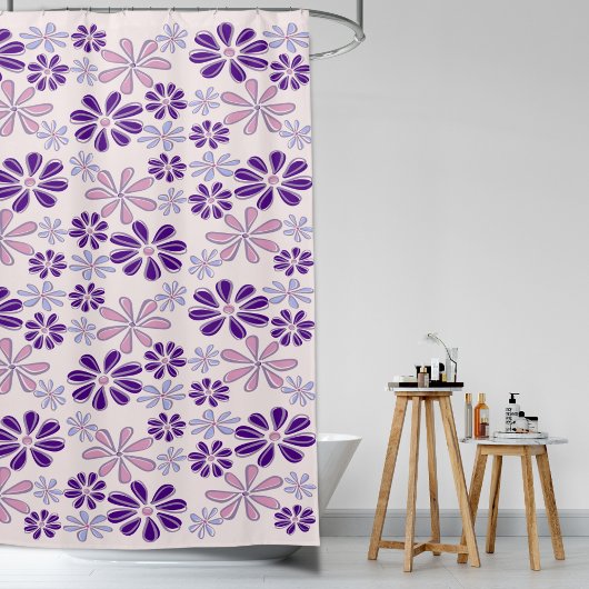 roze Indigo Flower Doodle Pattern Douchegordijn