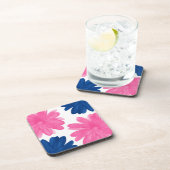 Roze indigoblauwe Waterverf bloemen Bier Onderzetter (Rechterzijde)
