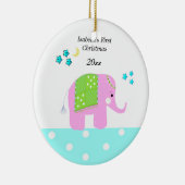 Roze Indische olifant baby's eerste kerstmis Keramisch Ornament (Rechts)