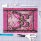 Roze Industriële Vlinder met Bloemen Decoupage Tissuepapier (Craft)