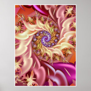 Roze infinity fractal spiraal poster