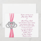 Roze Infinity Hart Bruiloft Uitnodiging (Voorkant / Achterkant)