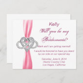 Roze Infinity Heart Bridesmaid Kaart (Voorkant / Achterkant)