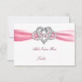 Roze infinity Heart Wedstrijd Table Place card Kaart (Voorkant)