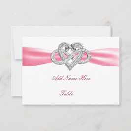 Roze infinity Heart Wedstrijd Table Place card Kaart