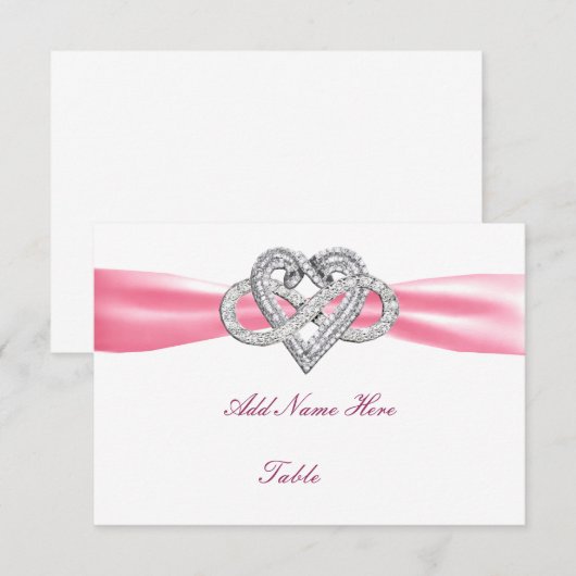 Roze infinity Heart Wedstrijd Table Place card Kaart (Voorkant / Achterkant)
