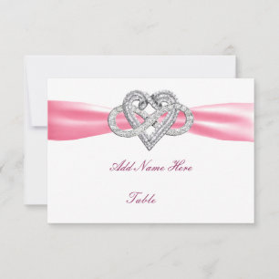 Roze infinity Heart Wedstrijd Table Place card Kaart