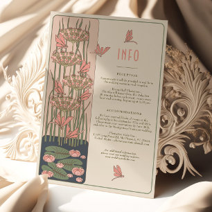 Roze Info Card Libellen Art Nouveau Bruiloft Kaart