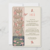 Roze Info Kaart libellen Art Nouveau bruiloft (Voorkant)