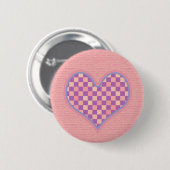 roze ingecheckt hart ronde button 5,7 cm (Voorkant /achterkant)