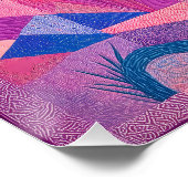 Roze Ingelijste Desert Art Grid - Kleurrijke Geome Perfect Poster (Hoek)