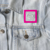 Roze ingelijste vierkante foto Button (In situ)
