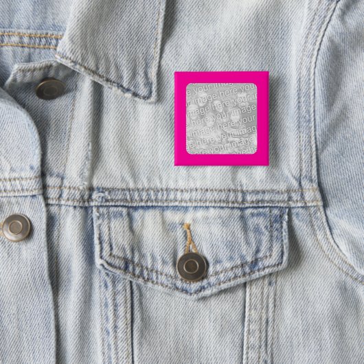 Roze ingelijste vierkante foto Button (In situ)