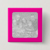 Roze ingelijste vierkante foto Button (Voorkant)