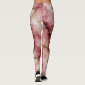 Roze Ingewikkelde Marmer Patroon Leggings (Achterkant)