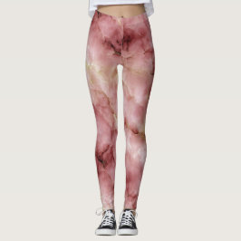 Roze Ingewikkelde Marmer Patroon Leggings