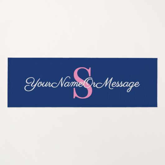 Roze Initiaal, elegante scripttekst, Royal Blue Yogamat (Voorkant (horizontaal))