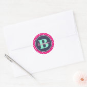 Roze Initiaal, en Naam Ronde Sticker (Envelop)