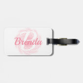 Roze Initiaal Letter Aangepaste naam Bagagelabel (Achterkant horizontaal)