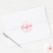 Roze Initiaal Letter Aangepaste naam Ronde Sticker (Envelop)