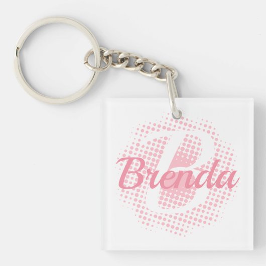 Roze Initiaal Letter Aangepaste naam Sleutelhanger (voorkant)