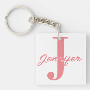 Roze Initiaal Letter en Naam Custom Sleutelhanger