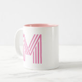 Roze initiaal letter/Monogram Tweekleurige Koffiemok (Voorkant links)