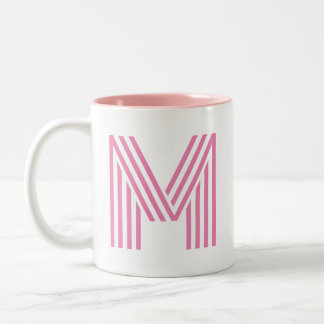 Roze initiaal letter/Monogram Tweekleurige Koffiemok