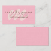 Roze Initiaal | Mammie-kaart Contactkaartje (Voorkant / Achterkant)