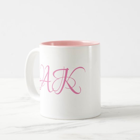 Roze Initiaal Monogram Mok - ! (Voorkant links)
