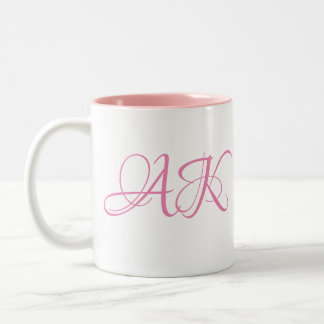 Roze Initiaal Monogram Mok - !
