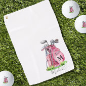 Roze Initiaal naam monogram Golfhanddoek