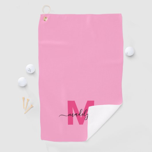 Roze Initiaal naam monogram Golfhanddoek (Insitu)