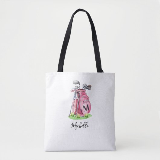 Roze Initiaal naam monogram Tote Bag (Voorkant)