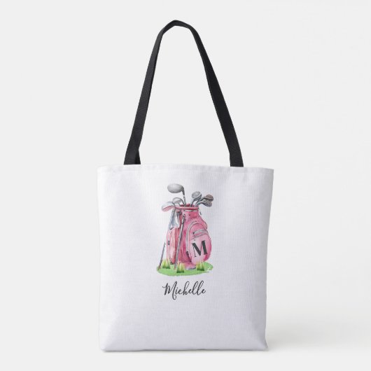 Roze Initiaal naam monogram Tote Bag (Achterkant)