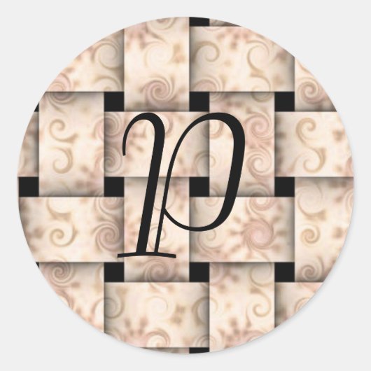 roze initiaal ronde sticker (Voorkant)