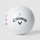 Roze Initialen met gekruiste clubs voor haar Golfballen (Logo)