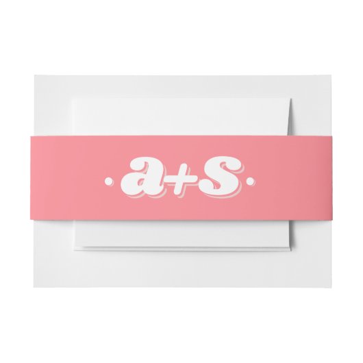 Roze initialen retro groovy 70s geïnspireerd bruil uitnodigingen wikkel (Voorkant Voorbeeld)