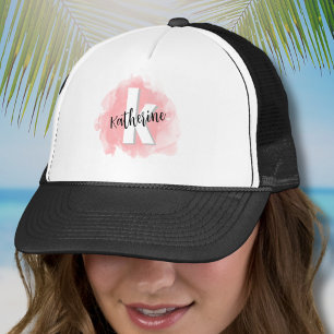 Roze Initiële Monogram Trucker Pet