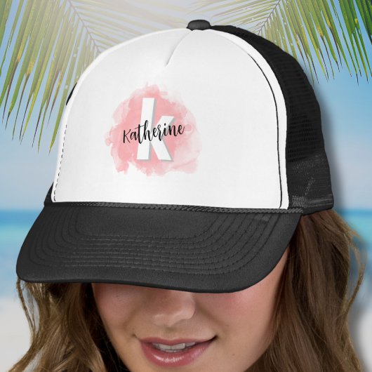 Roze Initiële Monogram Trucker Pet
