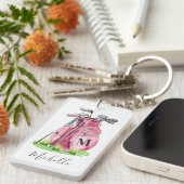Roze Initiële Naam Monogram Golf Sleutelhanger (Voorkant Rechts)