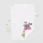 Roze Initiële Naam Monogram Golfhanddoek (Insitu)