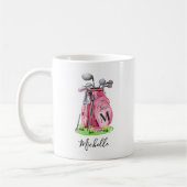 Roze Initiële Naam Monogram Koffiemok (Links)