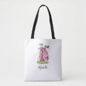 Roze Initiële Naam Monogram Tote Bag (Voorkant)