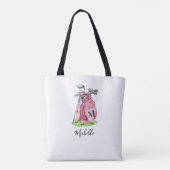 Roze Initiële Naam Monogram Tote Bag (Achterkant)