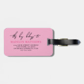 Roze initiële naammonogram bagagelabel (Achterkant horizontaal)